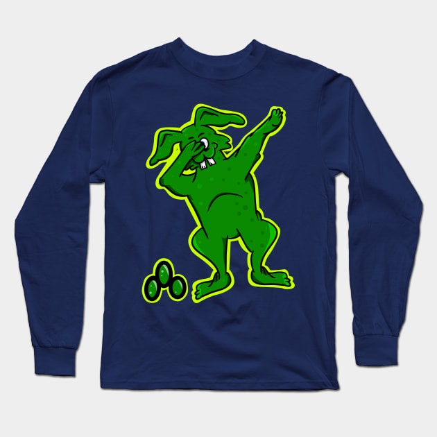 Green Easter Bunny Dabbing Long Sleeve T-Shirt by mailboxdisco